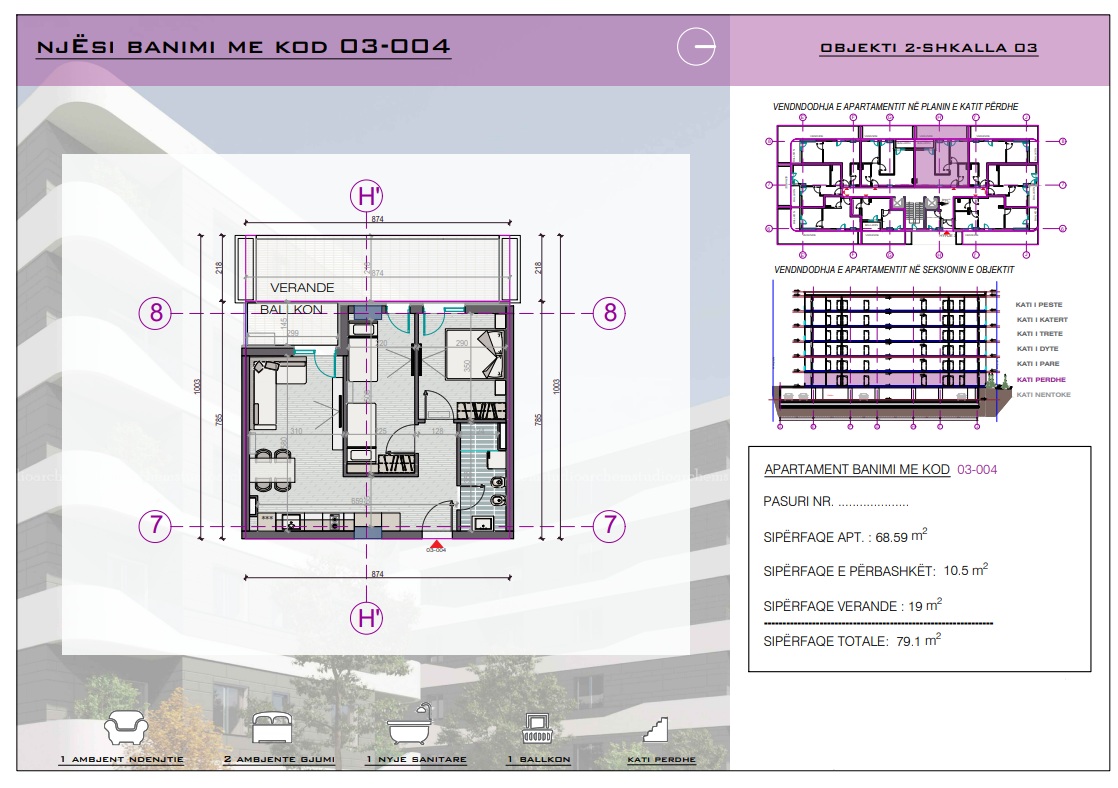 Appartamento con due camere da letto e ampia veranda in vendita Golem Durazzo Albania